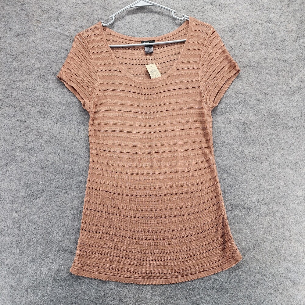 Ann Taylor Shirt Womens Medium Short Sleeve Brown